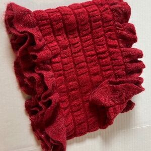 Infinite scarf knitted red with silver flecks